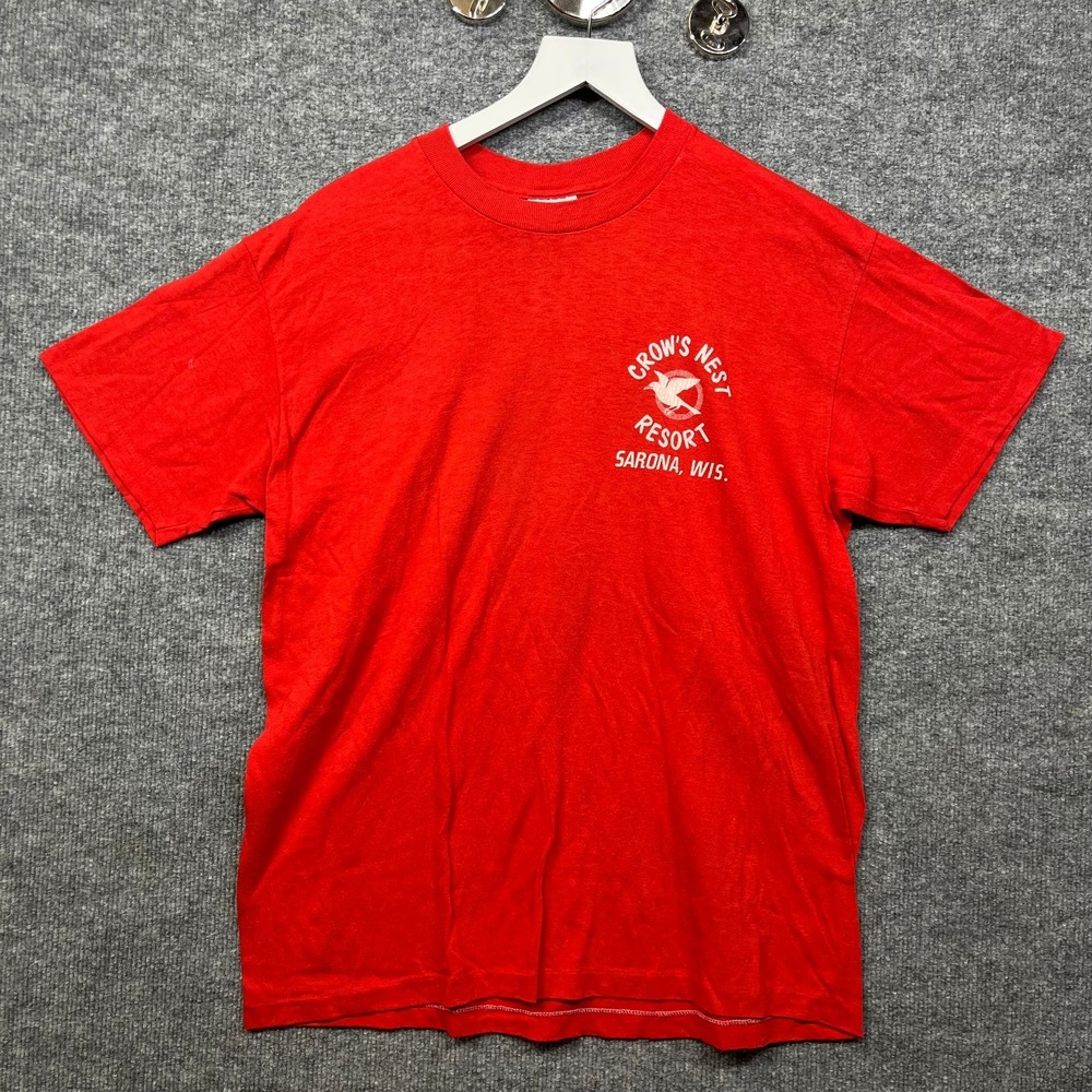 Vintage Stedman Crows Nest Resort T-Shirt Men's Red Single Stitch USA Made - XL